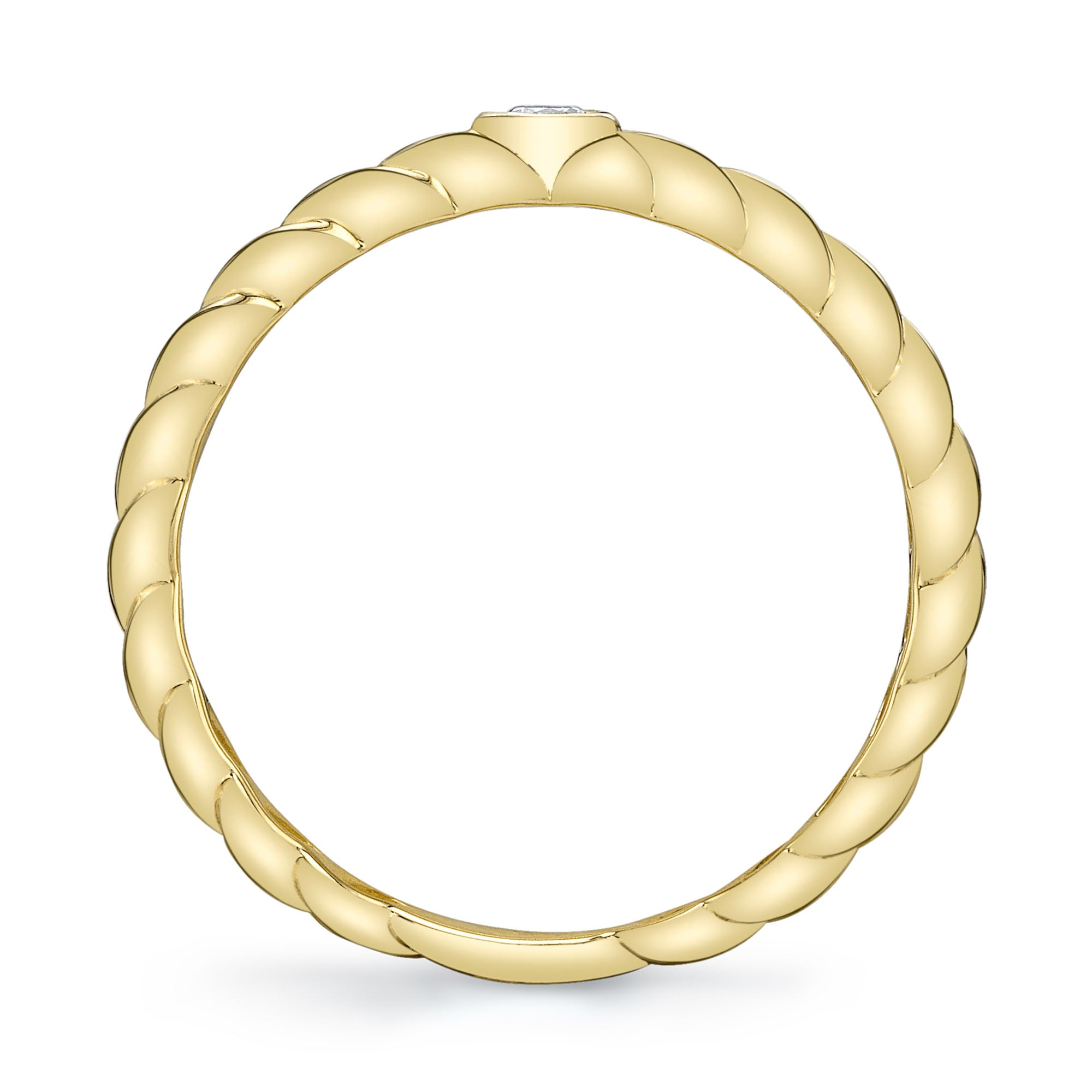 0.07CT 14K Y/G DIAMOND BEZEL RIBBED RING