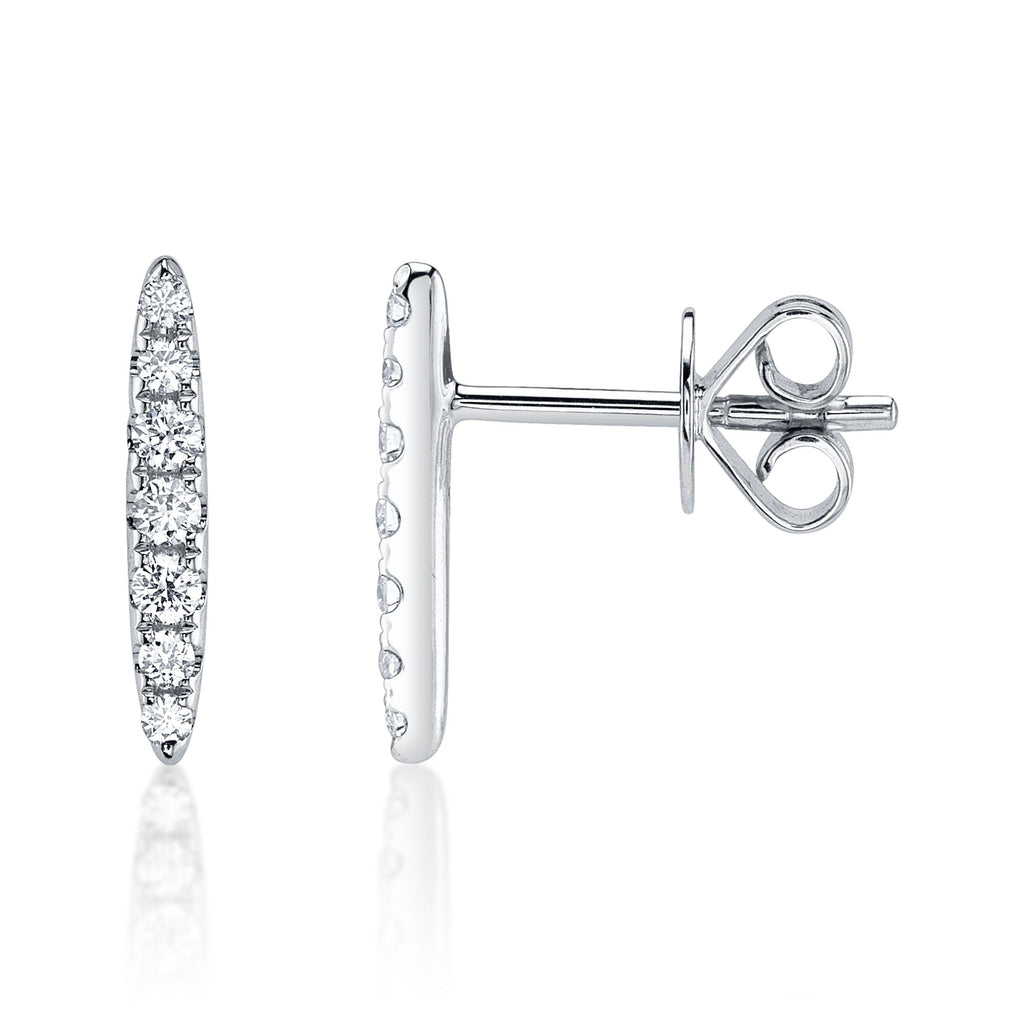 0.19CT 14K W/G DIAMOND BAR STUD EARRING
