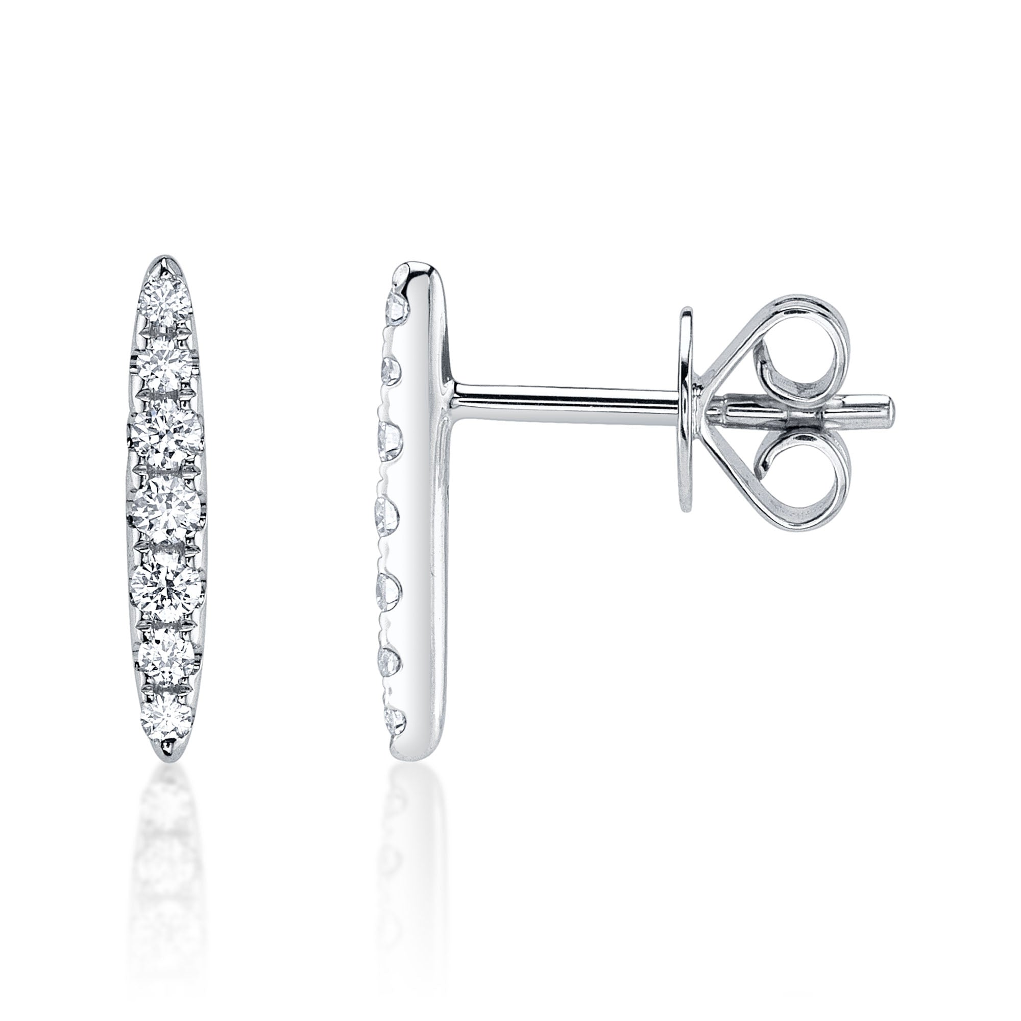 0.19CT 14K W/G DIAMOND BAR STUD EARRING