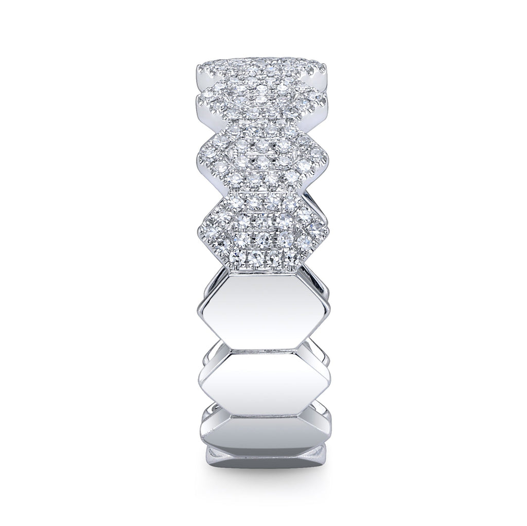 0.35CT 14K W/G DIAMOND PAVE HEXAGON RING