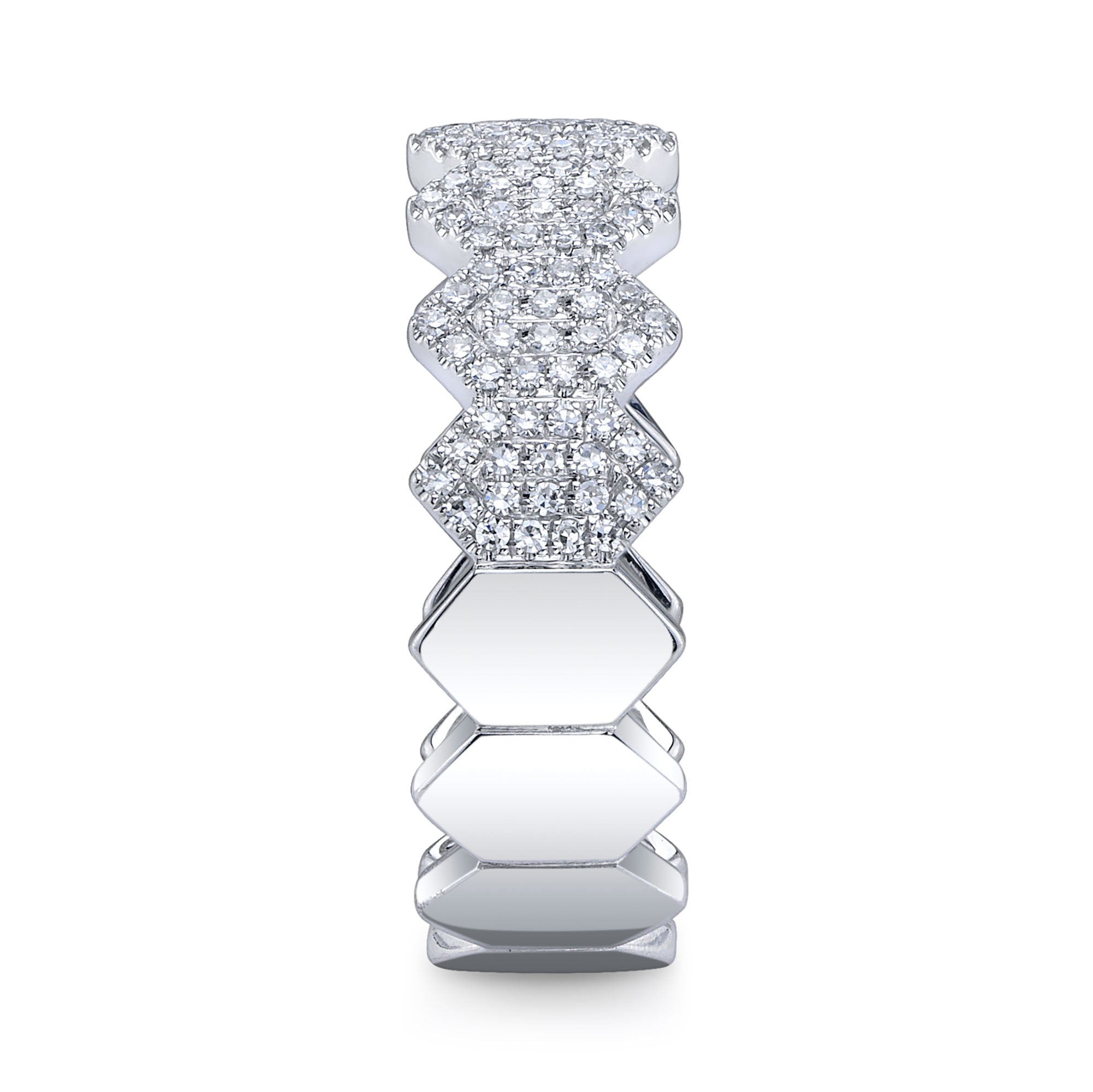 0.35CT 14K W/G DIAMOND PAVE HEXAGON RING
