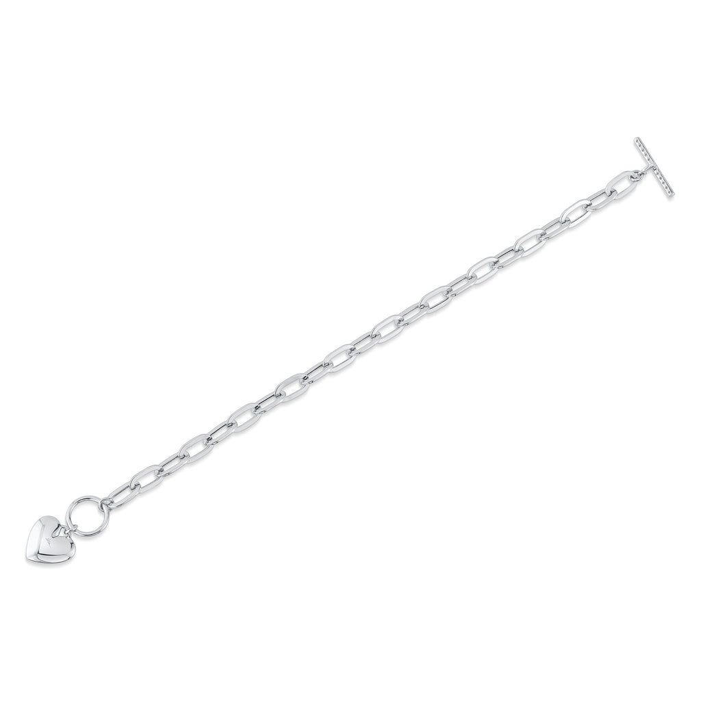 0.41CT 14K W/G DIAMOND PAVE HEART PAPER CLIP LINK BRACELET