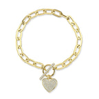 0.41CT 14K Y/G DIAMOND PAVE HEART PAPER CLIP LINK BRACELET