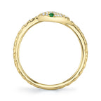 0.07CT DIAMOND & 0.02CT GREEN GARNET 14K Y/G SNAKE RING
