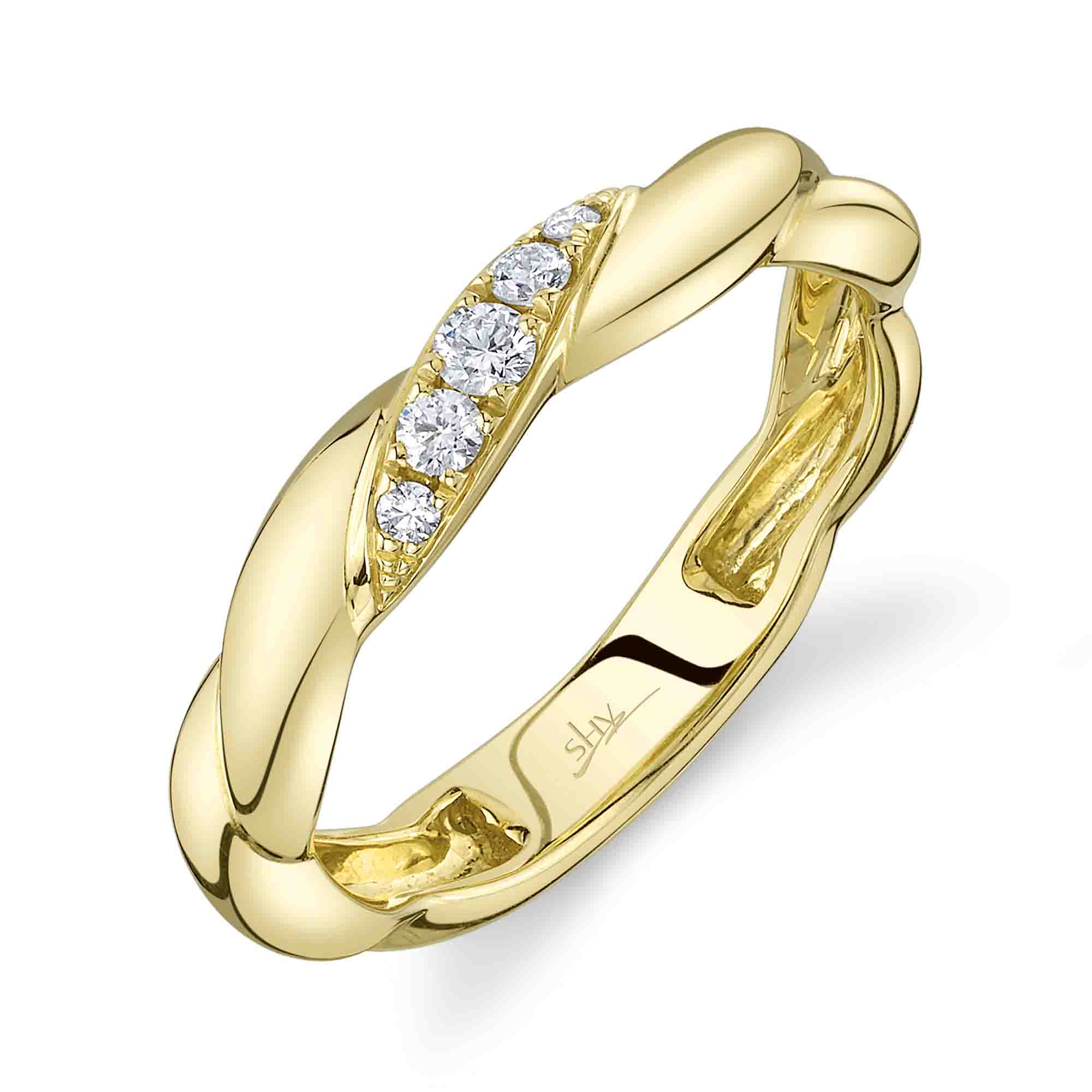 0.12CT 14K Y/G DIAMOND TWISTED BAND SZ 6