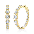 3.63CT 14K Y/G DIAMOND CROWN SETTING HOOP EARRING