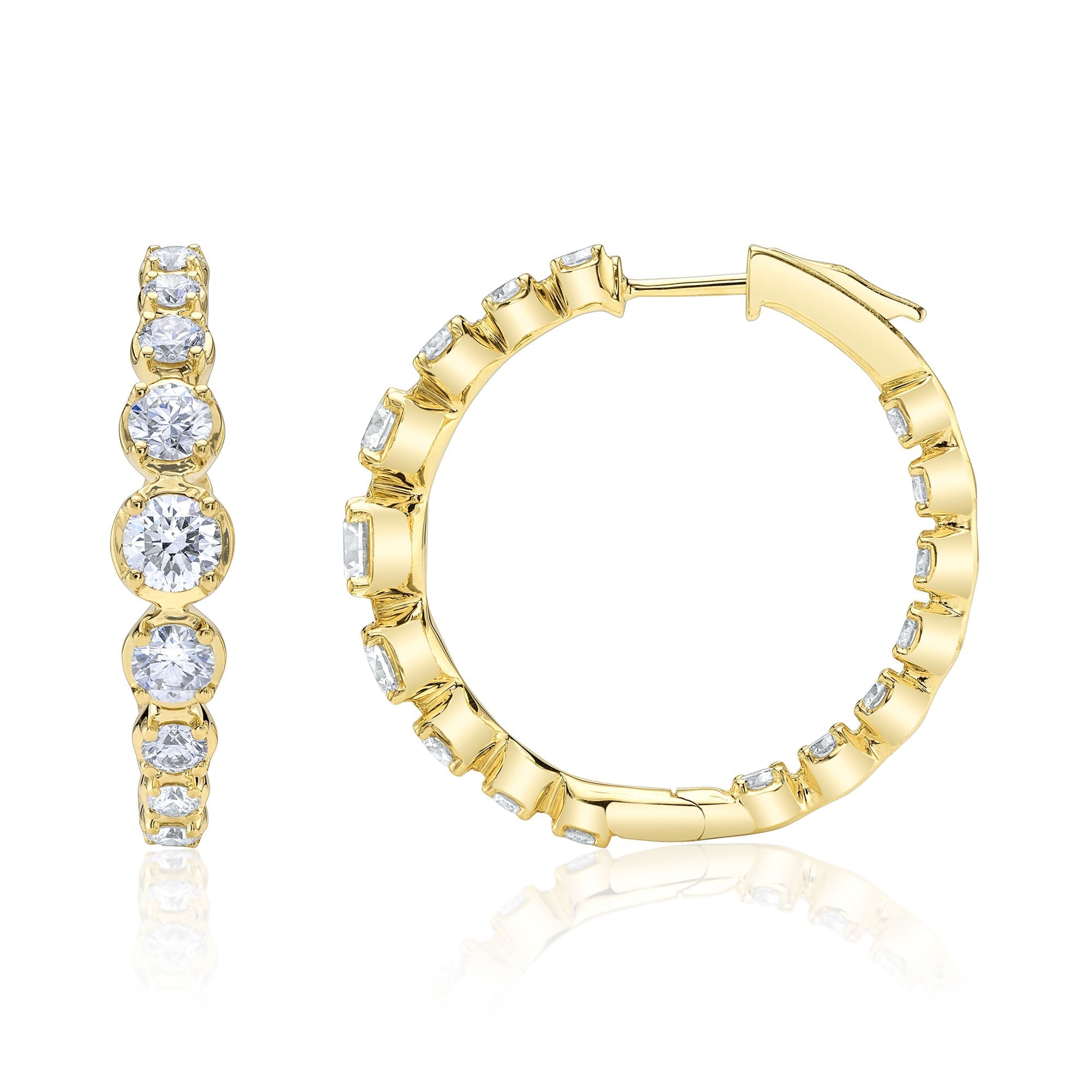 3.63CT 14K Y/G DIAMOND CROWN SETTING HOOP EARRING