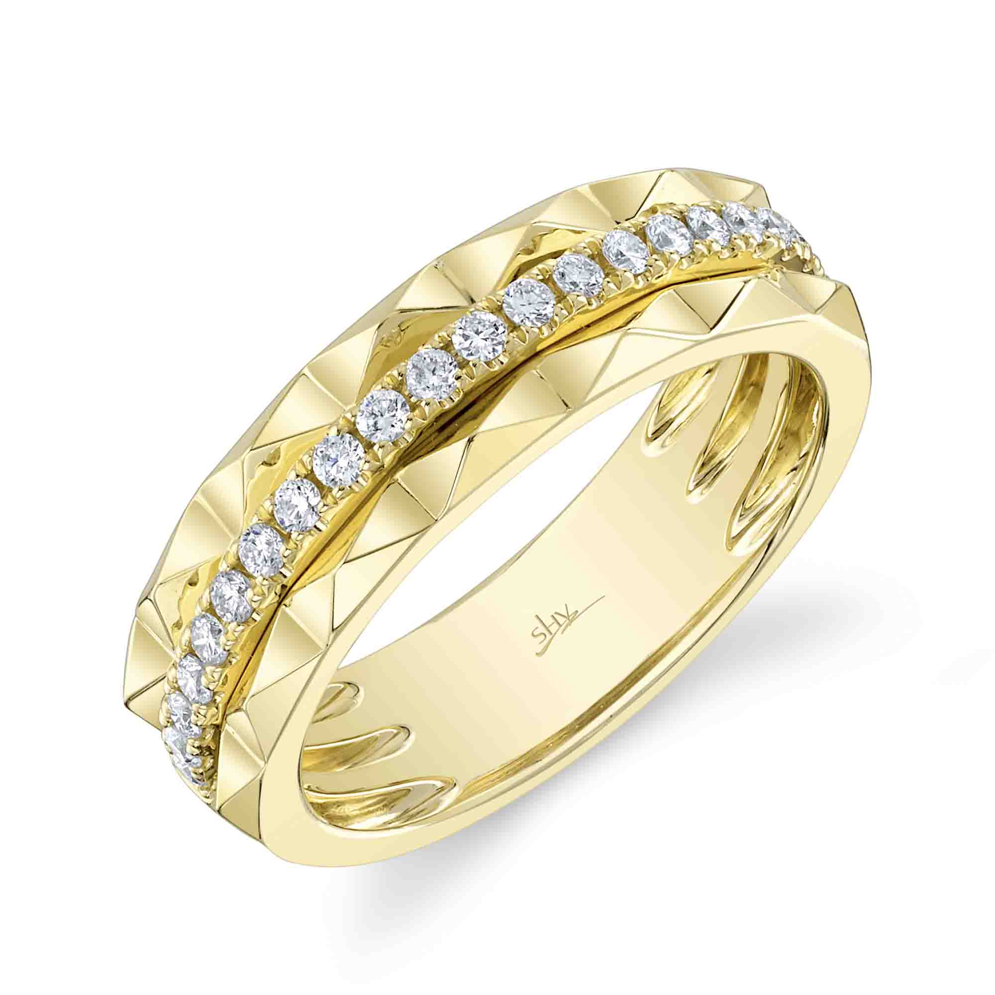 0.26CT 14K Y/G DIAMOND LADY'S BAND SZ 6