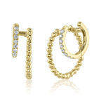 0.18CT 14K Y/G DIAMOND DOUBLE HUGGIE EARRING
