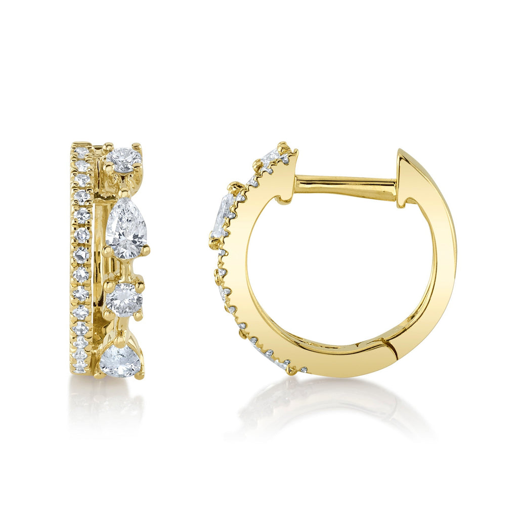 0.43CT 14K Y/G DIAMOND PEAR HUGGIE EARRING