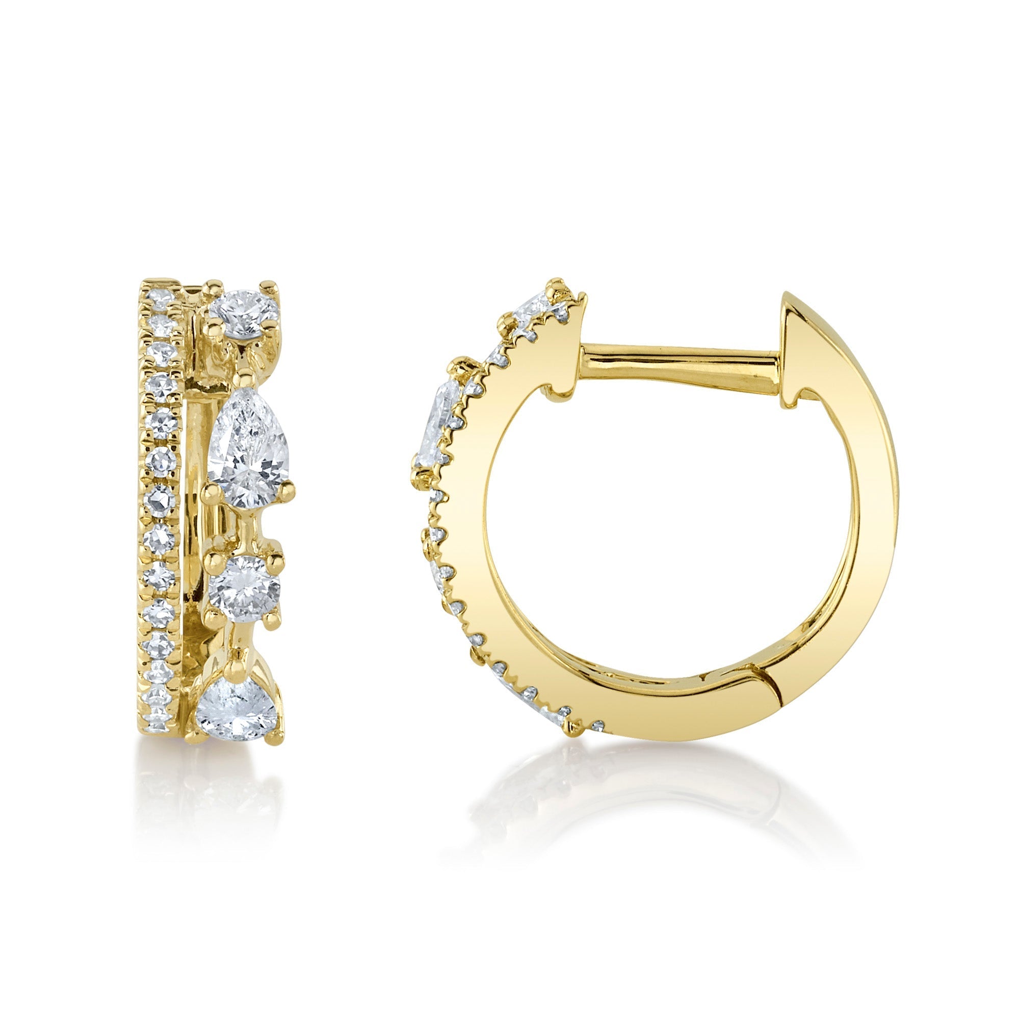 0.43CT 14K Y/G DIAMOND PEAR HUGGIE EARRING