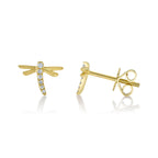 0.05CT 14K Y/G DIAMOND DRAGONFLY MATTE EARRING