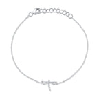 0.03CT 14K W/G DIAMOND DRAGONFLY MATTE BRACELET