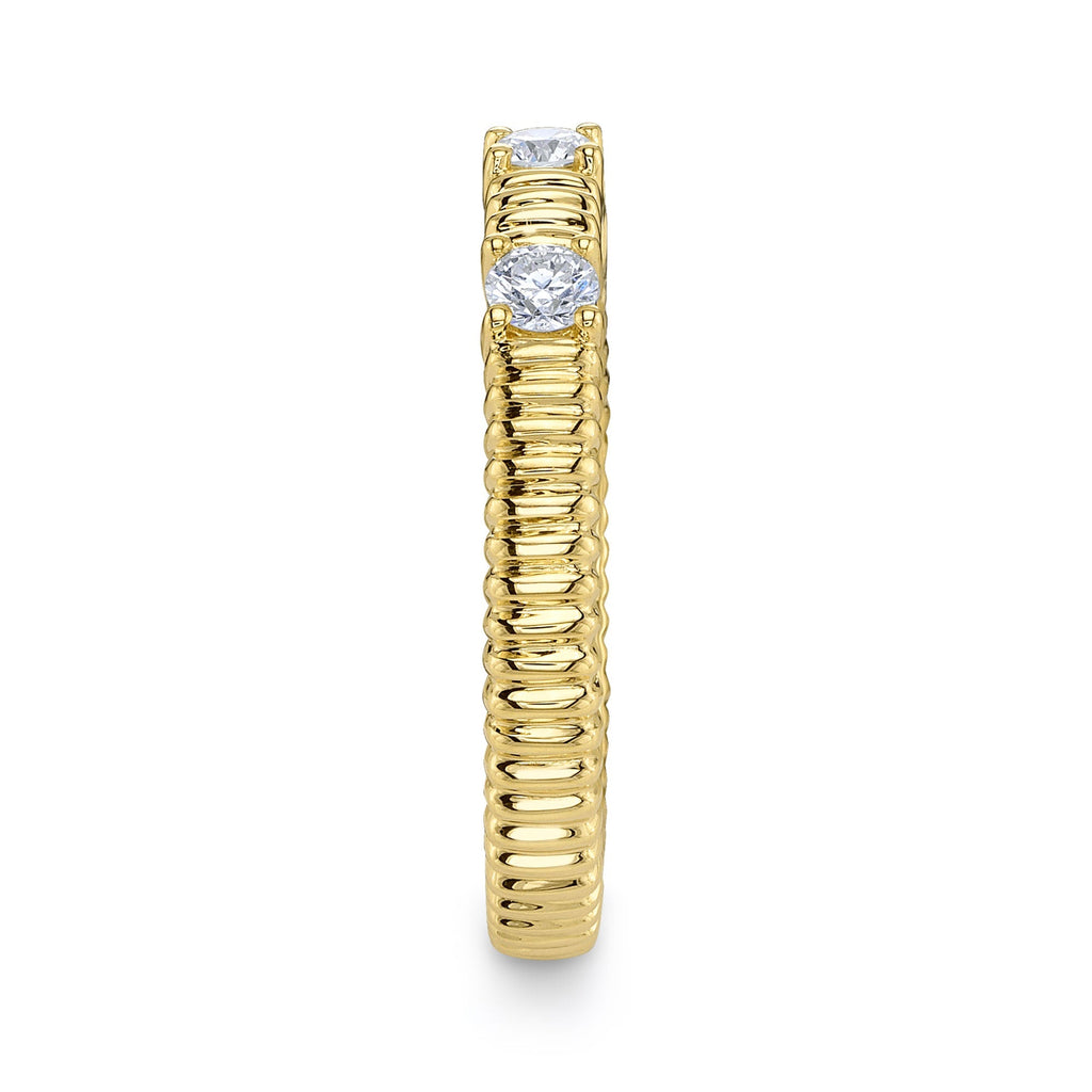 0.24CT 14K Y/G DIAMOND RIBBED BAND