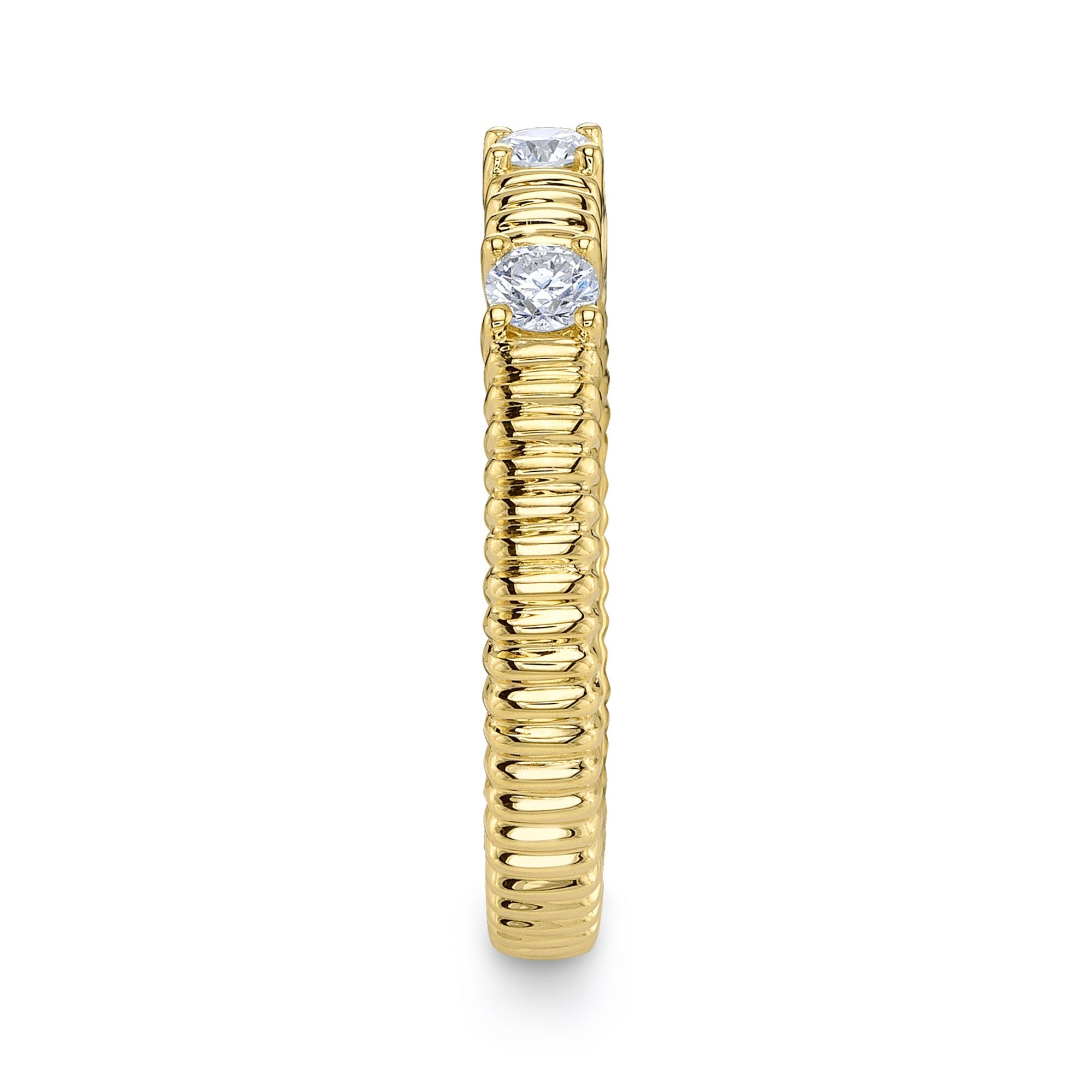 0.24CT 14K Y/G DIAMOND RIBBED BAND