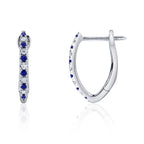 0.09CT DIAMOND & 0.14CT BLUE SAPPHIRE 14K W/G HOOP EARRING