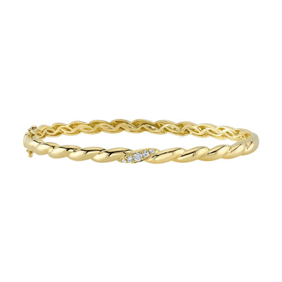 0.13CT 14K Y/G DIAMOND TWISTED BANGLE