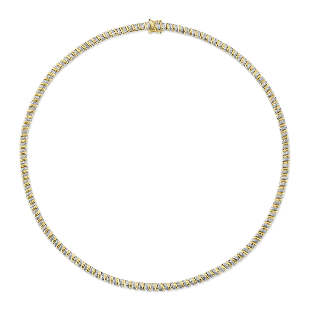 1.41CT 14K Y/G DIAMOND RIBBED NECKLACE