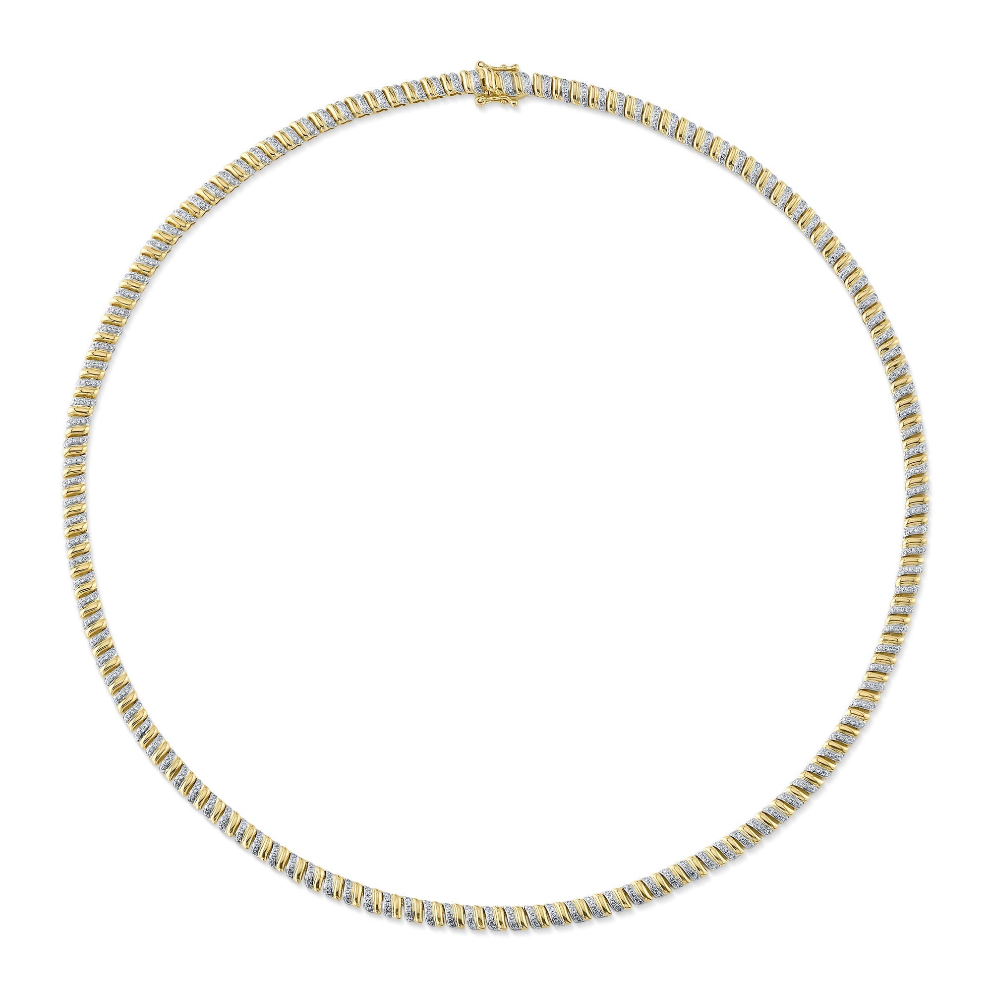 1.41CT 14K Y/G DIAMOND RIBBED NECKLACE