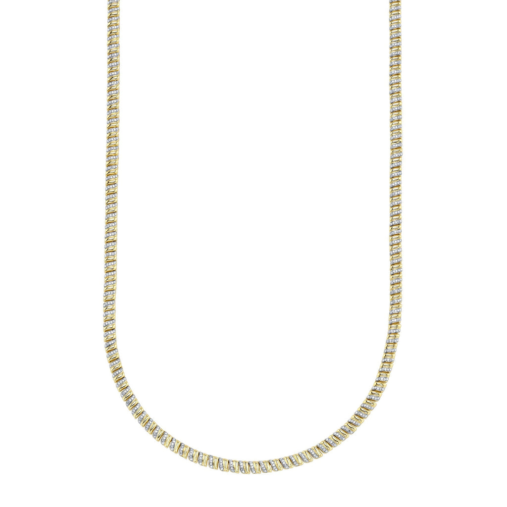 1.41CT 14K Y/G DIAMOND RIBBED NECKLACE