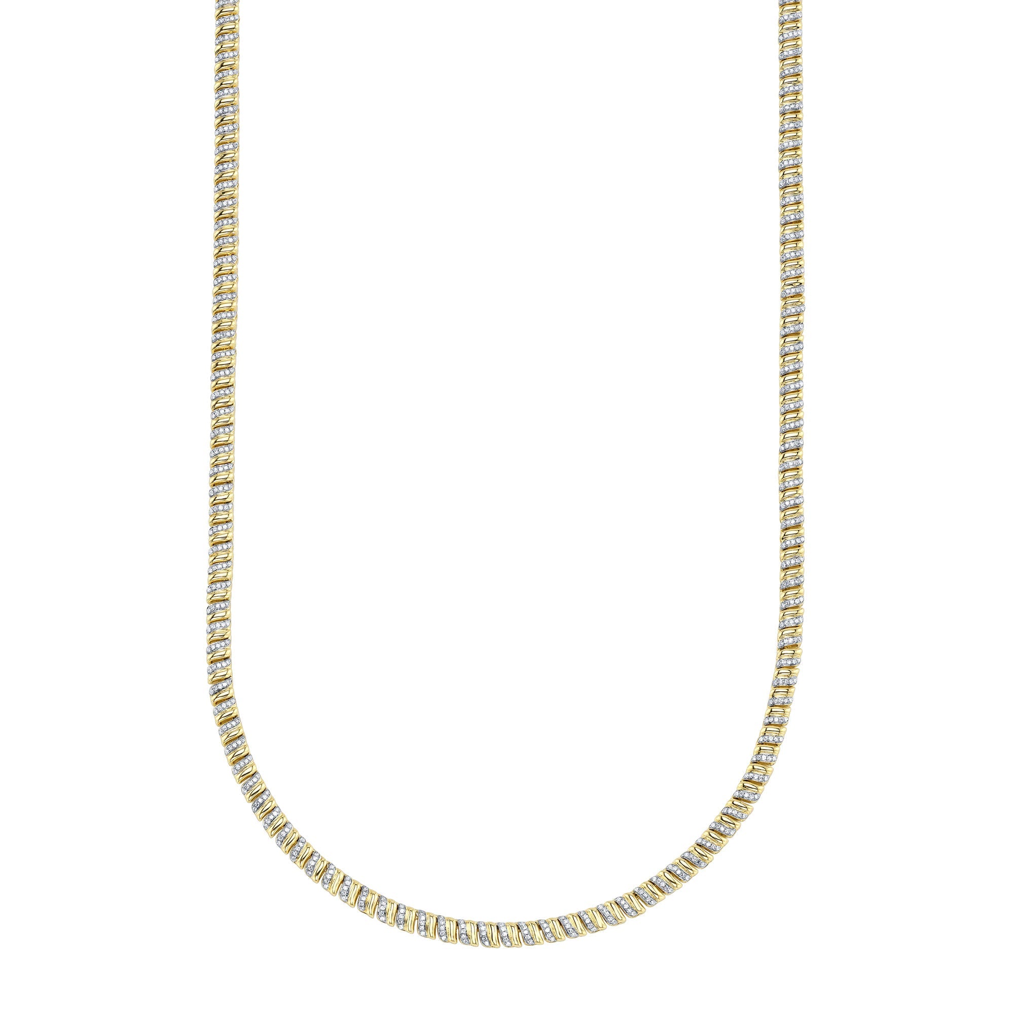 1.41CT 14K Y/G DIAMOND RIBBED NECKLACE