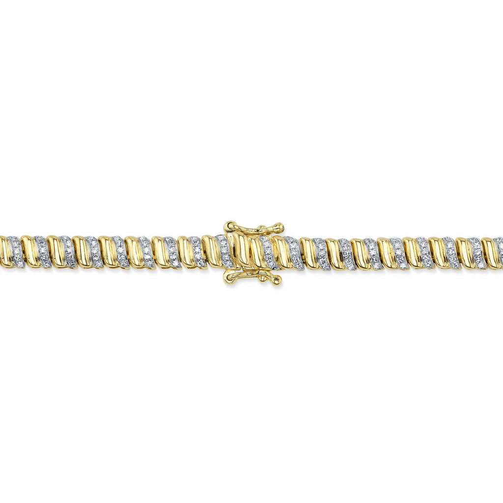 1.41CT 14K Y/G DIAMOND RIBBED NECKLACE