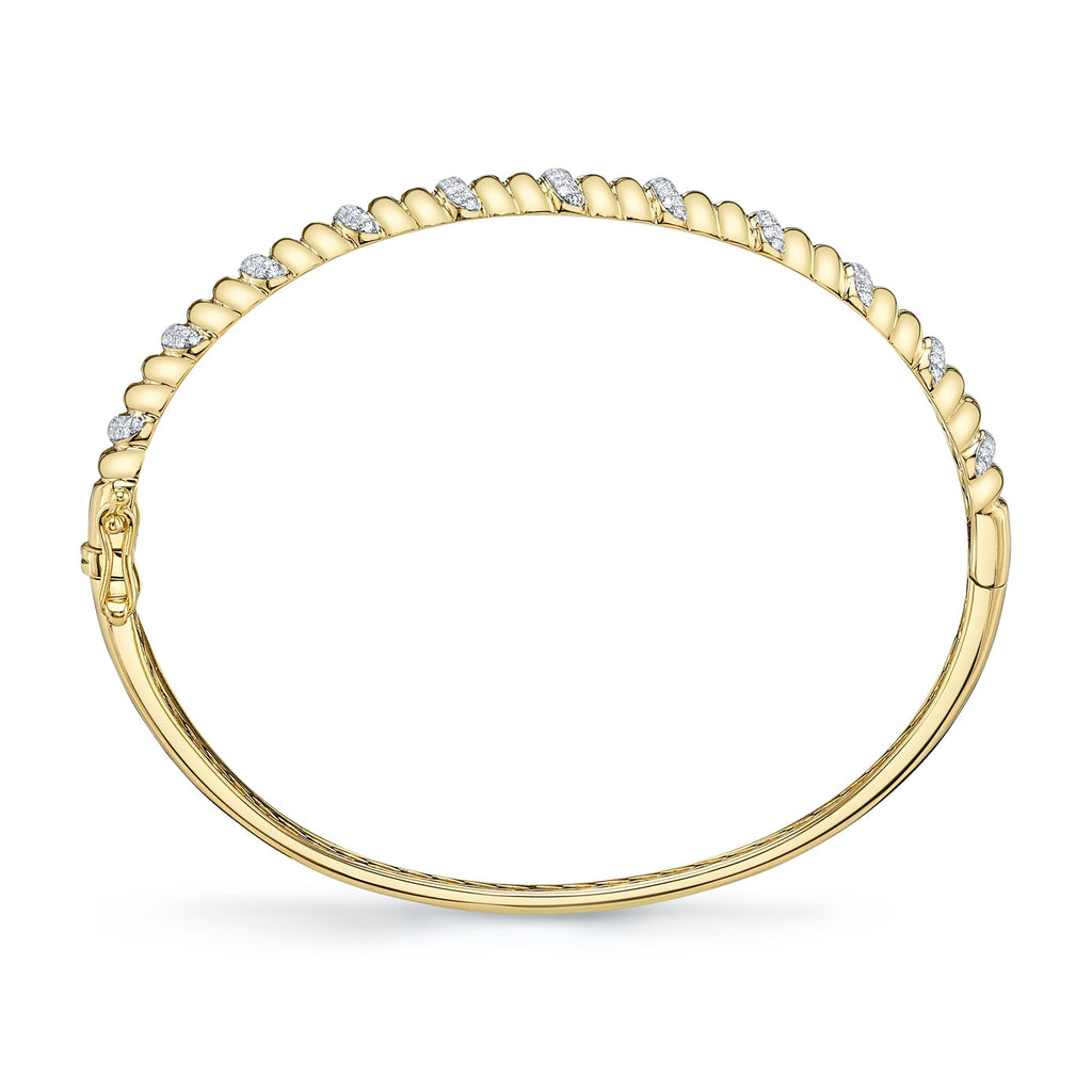0.46CT 14K Y/G DIAMOND RIBBED BANGLE