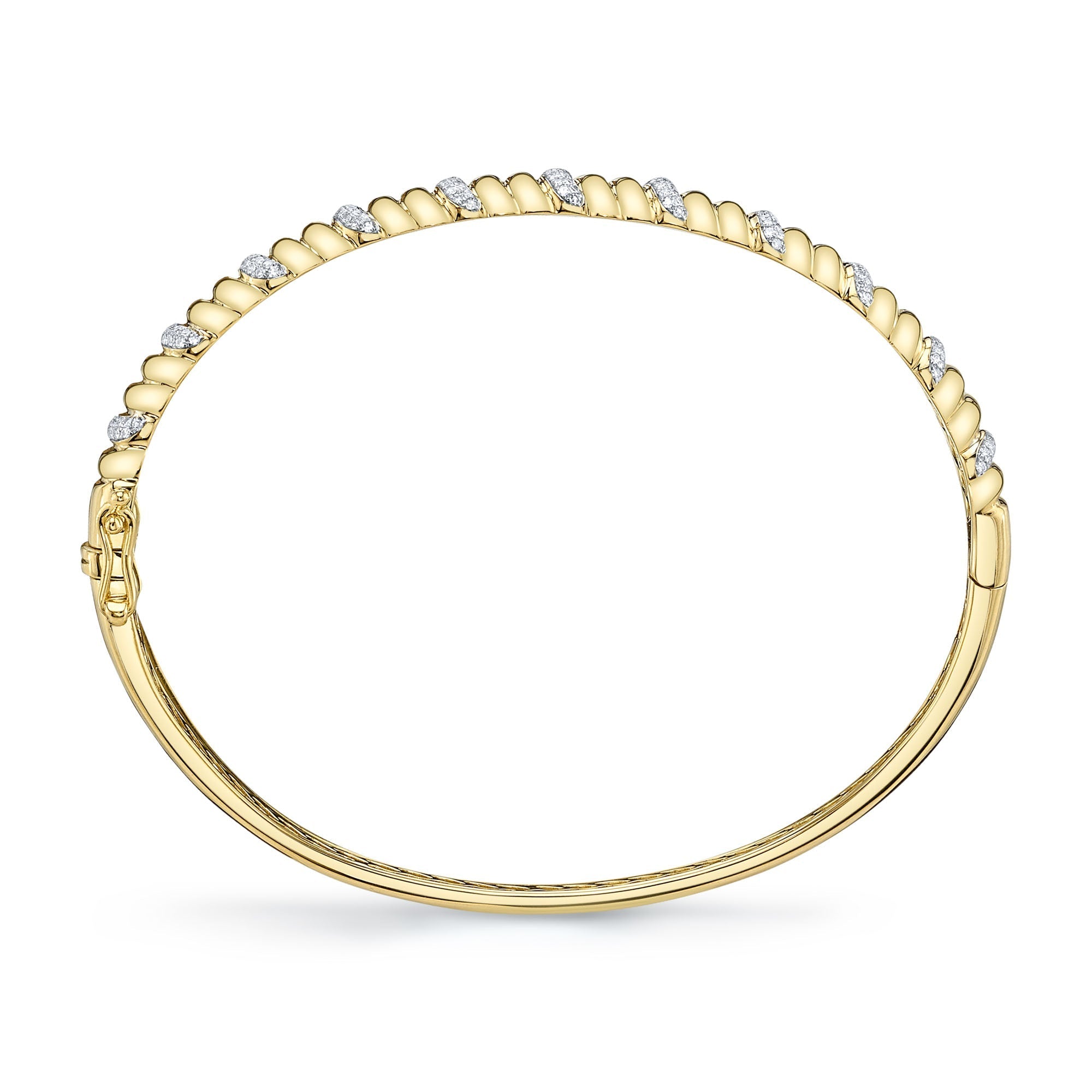 0.46CT 14K Y/G DIAMOND RIBBED BANGLE
