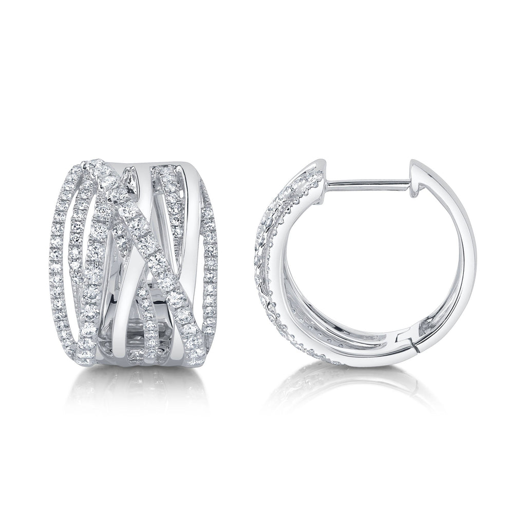 0.83CT 14K W/G DIAMOND BRIDGE HOOP EARRING
