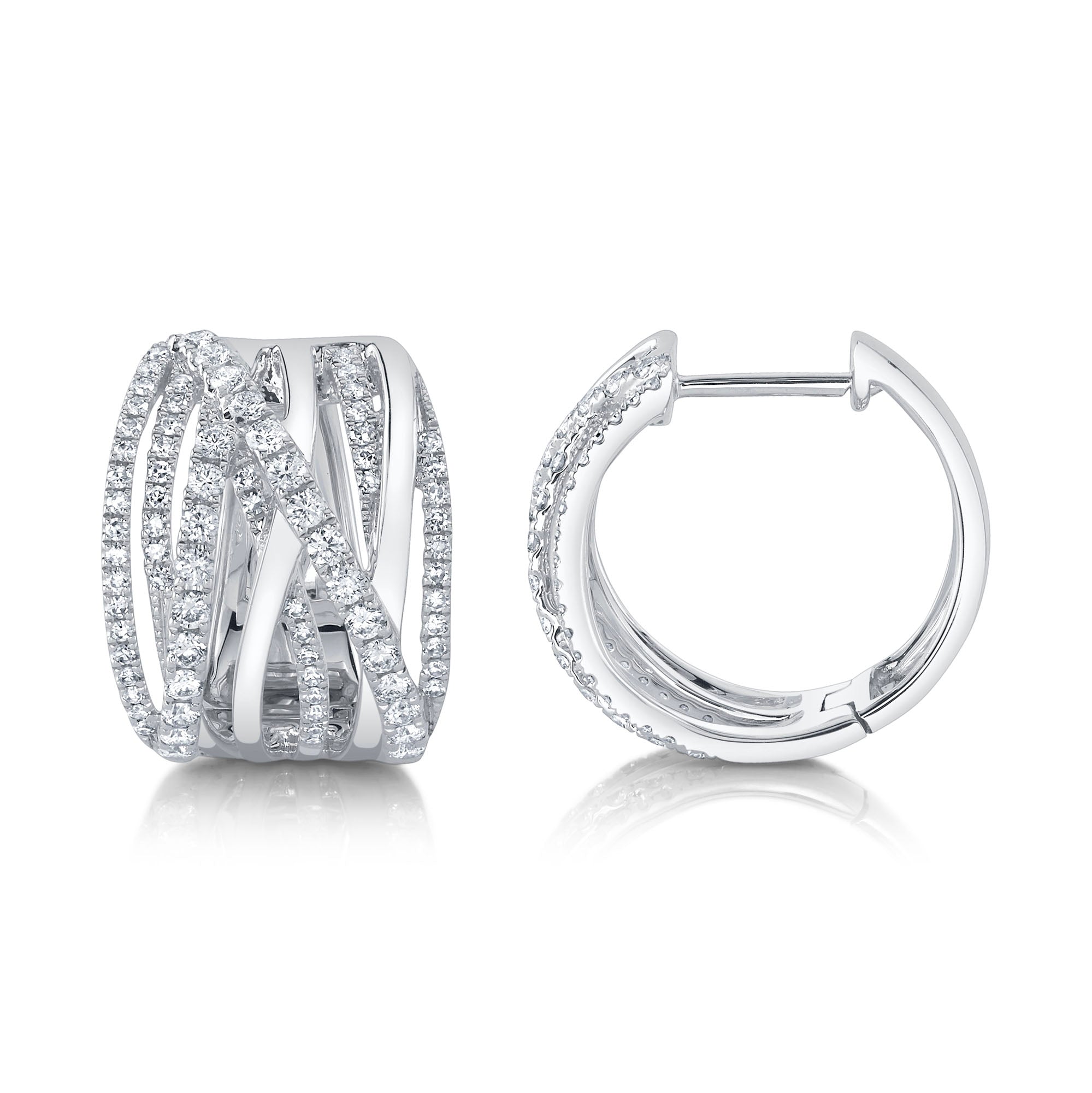0.83CT 14K W/G DIAMOND BRIDGE HOOP EARRING