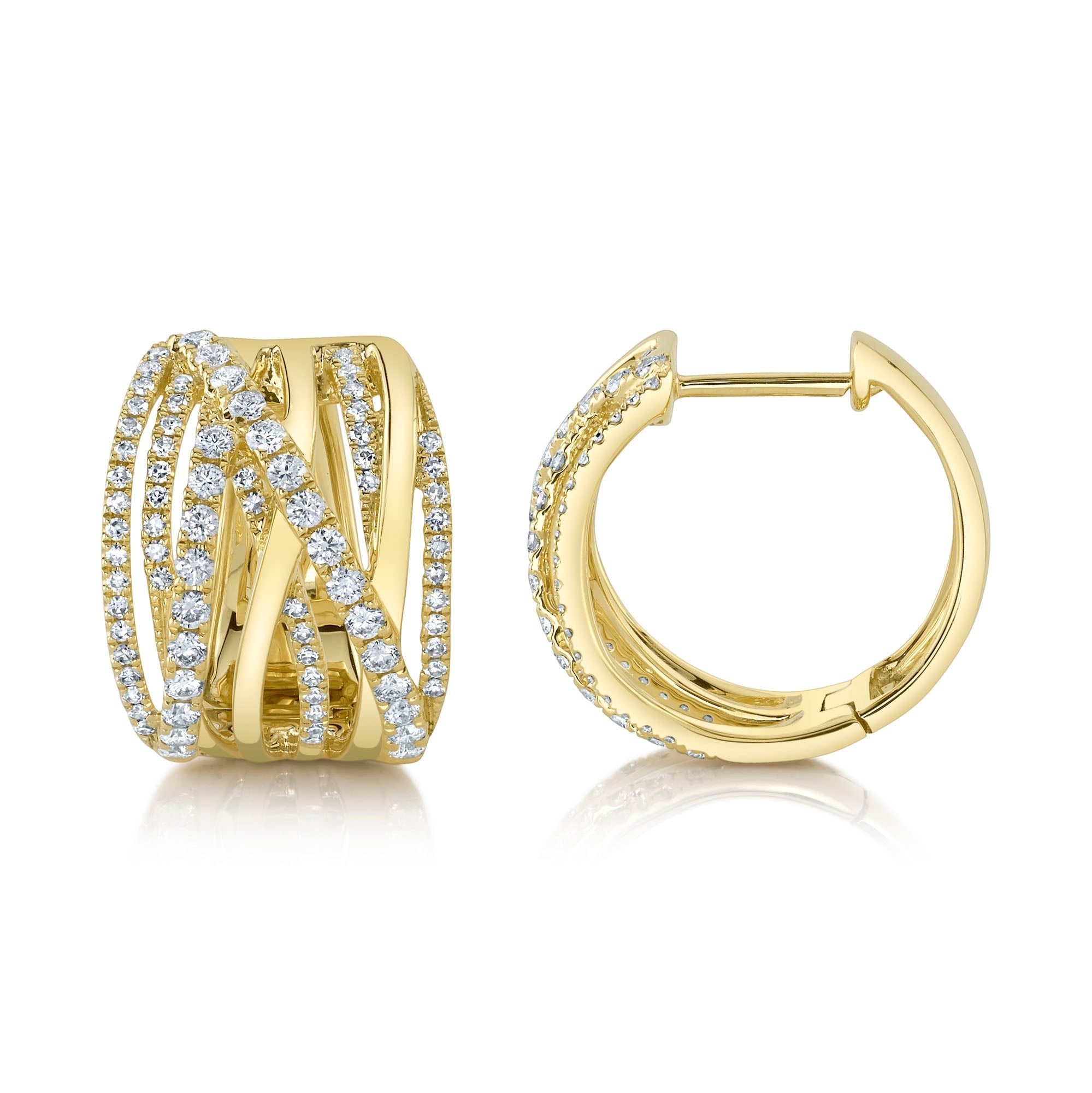 0.83CT 14K Y/G DIAMOND BRIDGE HOOP EARRING