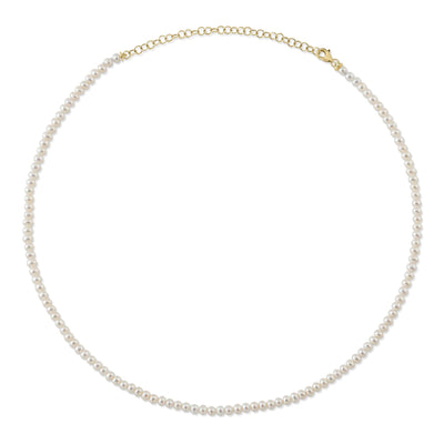 14K Y/G CULTURED PEARL TENNIS NECKLACE