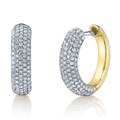 0.58CT 14K2T W/Y DIAMOND PAVE HUGGIE EARRING
