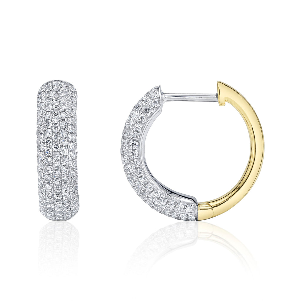 0.58CT 14K2T W/Y DIAMOND PAVE HUGGIE EARRING