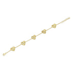 0.10CT 14K Y/G DIAMOND BEZEL RIBBED HEART BRACELET