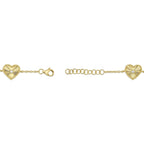 0.10CT 14K Y/G DIAMOND BEZEL RIBBED HEART BRACELET