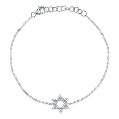 0.11CT 14K W/G DIAMOND STAR OF DAVID BRACELET