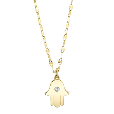 0.03CT 14K Y/G DIAMOND HAMSA SPARKLE CHAIN NECKLACE