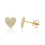 0.28CT 14K Y/G DIAMOND PAVE HEART STUD EARRING