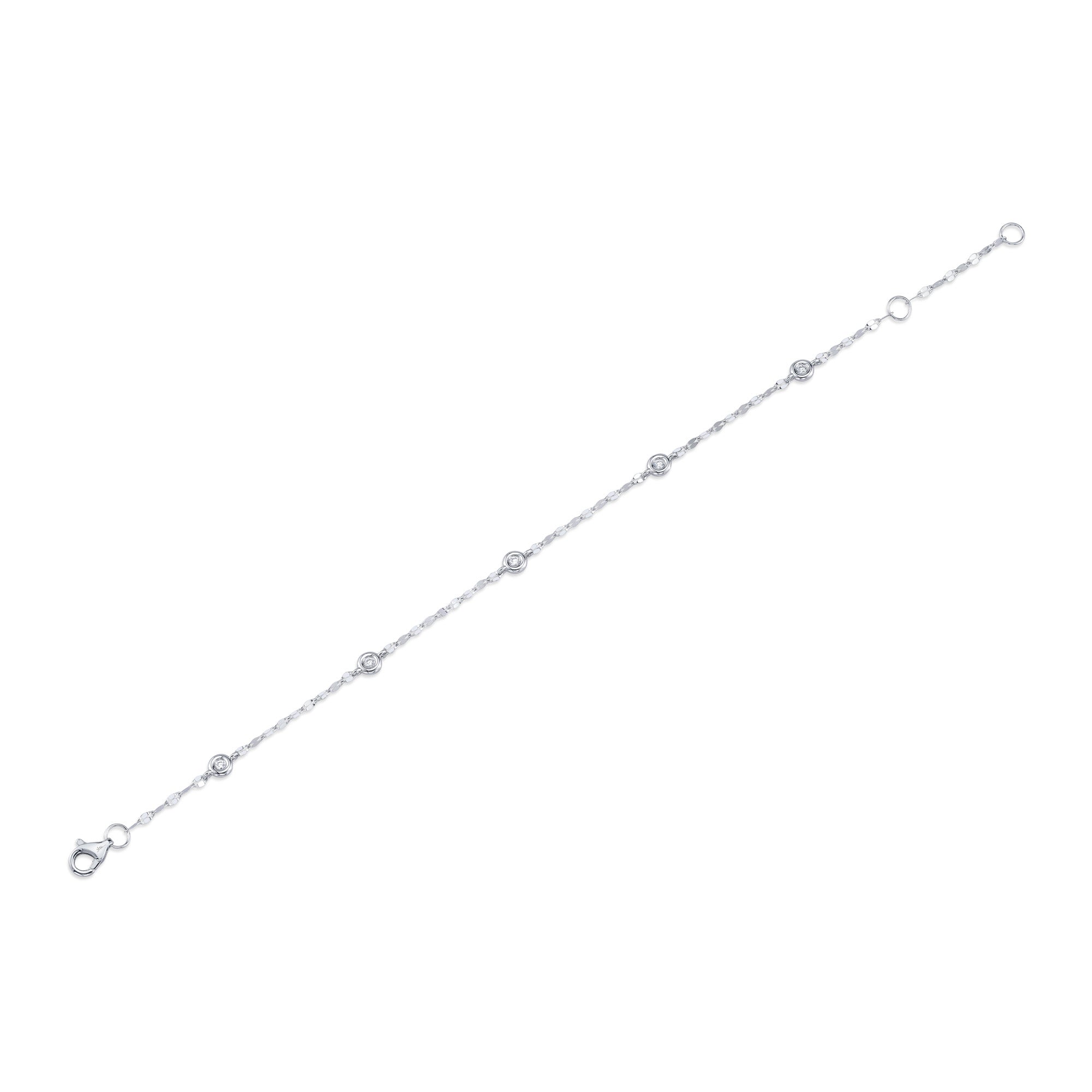 0.10CT 14K W/G 7" DIAMONDS BY THE YARD SPARKLE CHAIN BRACELET