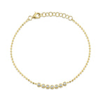 0.15CT 14K Y/G DIAMOND BEZEL FACETED BALL CHAIN BRACELET