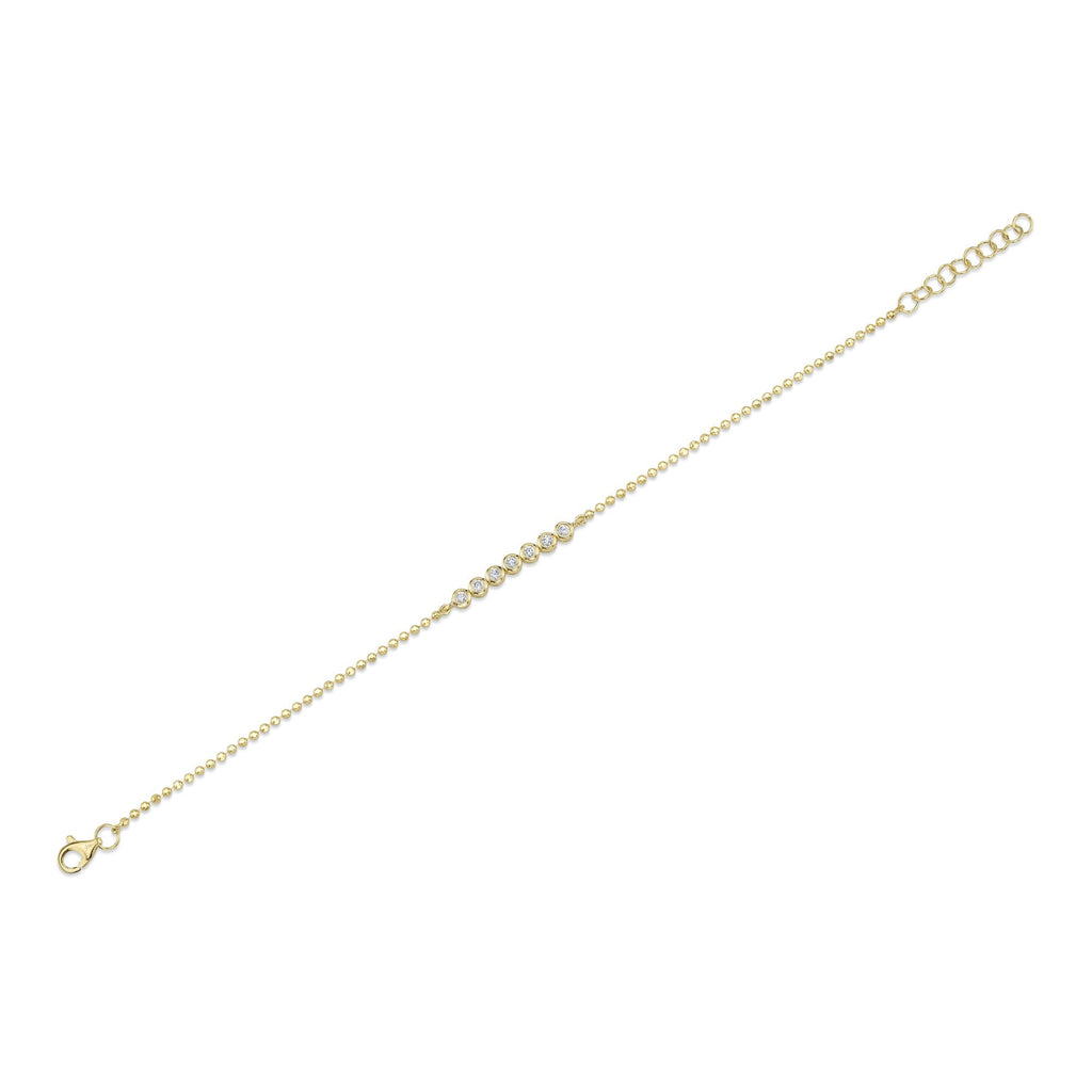 0.15CT 14K Y/G DIAMOND BEZEL FACETED BALL CHAIN BRACELET