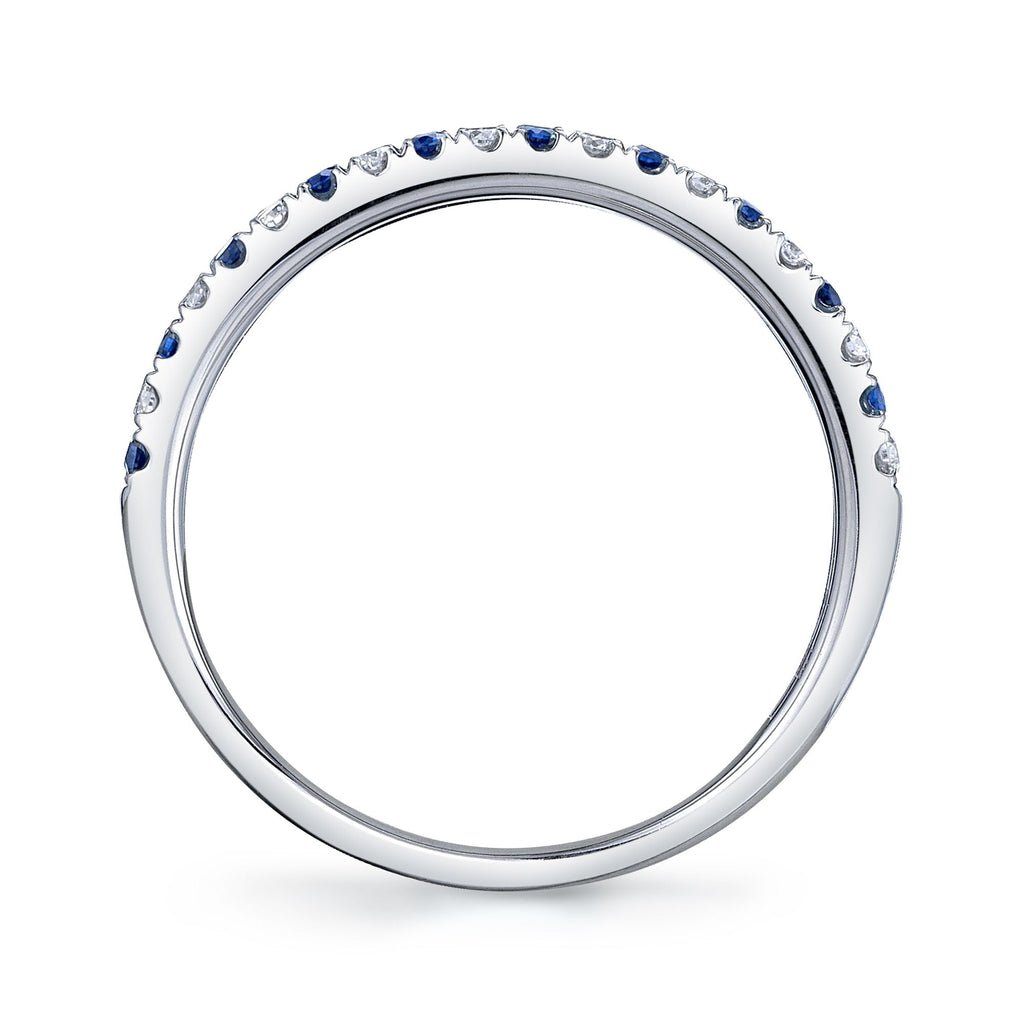 0.10CT DIAMOND & 0.10CT BLUE SAPPHIRE 14K W/G LADY'S BAND