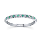 0.10CT DIAMOND & 0.10CT EMERALD 14K W/G LADY'S BAND