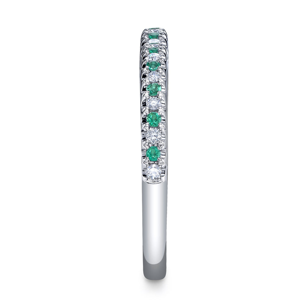 0.10CT DIAMOND & 0.10CT EMERALD 14K W/G LADY'S BAND