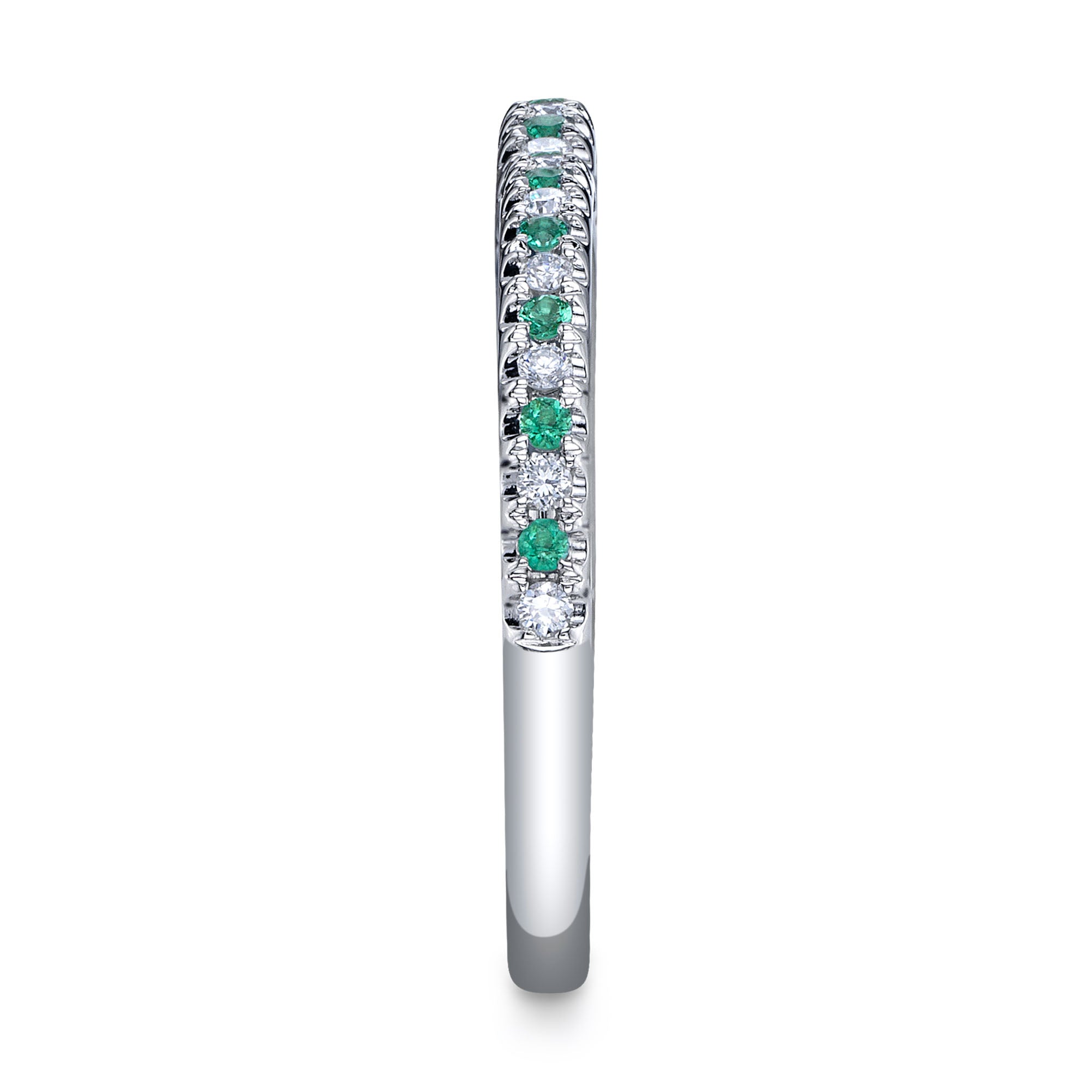 0.10CT DIAMOND & 0.10CT EMERALD 14K W/G LADY'S BAND