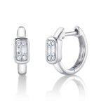0.14CT 14K W/G DIAMOND BAGUETTE HUGGIE EARRING
