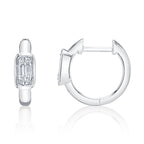 0.14CT 14K W/G DIAMOND BAGUETTE HUGGIE EARRING