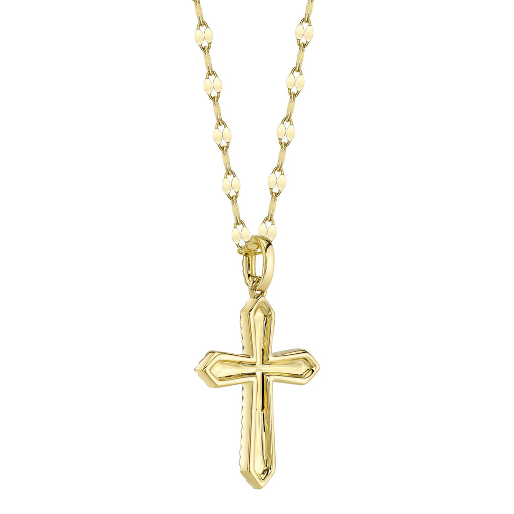 0.17CT 14K Y/G DIAMOND PAVE CROSS SPARKLE CHAIN NECKLACE
