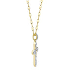 0.17CT 14K Y/G DIAMOND PAVE CROSS SPARKLE CHAIN NECKLACE